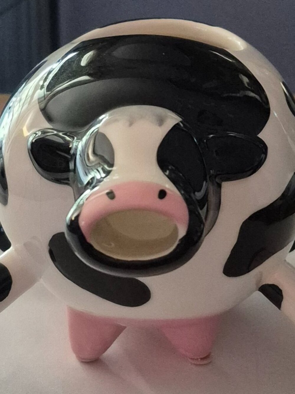 Boston Warehouse Whimsical Black White & Pink Ceramic Udderly Cow Creamer CUTE!!